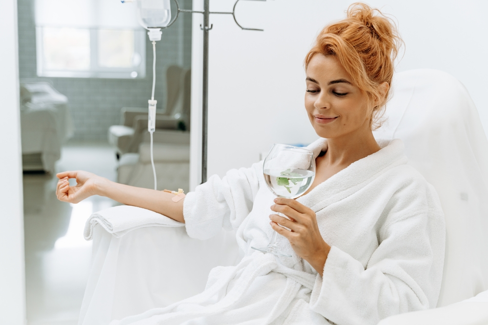 IV Therapy treatment to woman