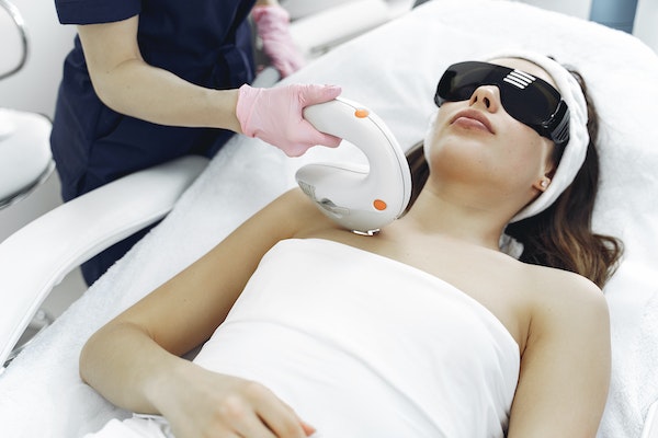 laser treatment on patient's chest