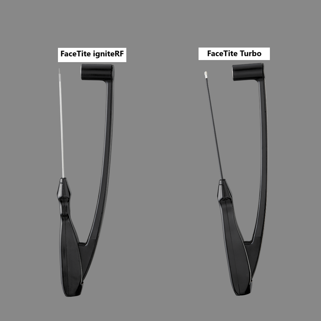 FaceTite IgniteRF and FaceTite Turbo devices used for facial contouring and skin tightening procedures.