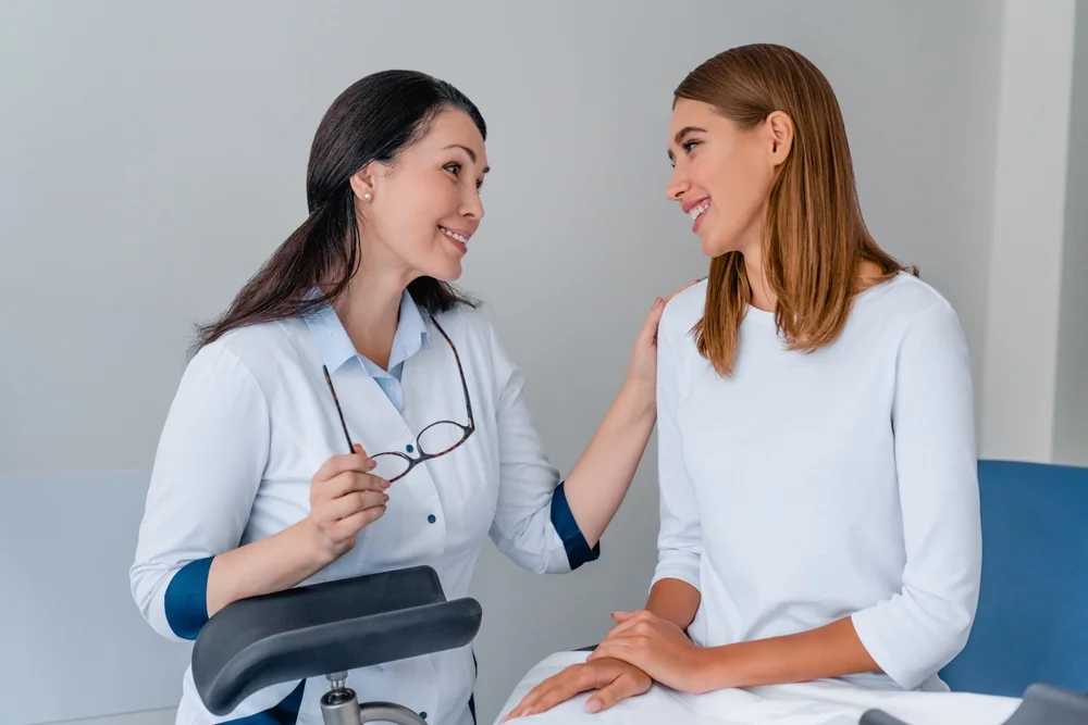 Doctor consulting with a patient before the Morpheus8V procedure, discussing non-surgical vaginal rejuvenation options and expectations.