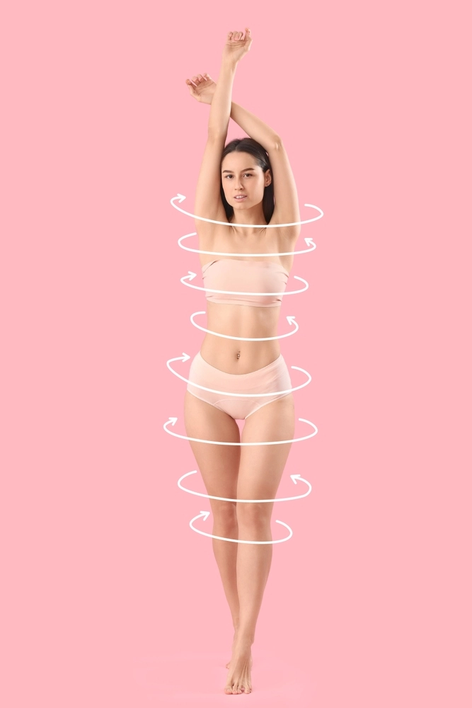 Genesis V laser treatment areas highlighted for skin rejuvenation and contouring.