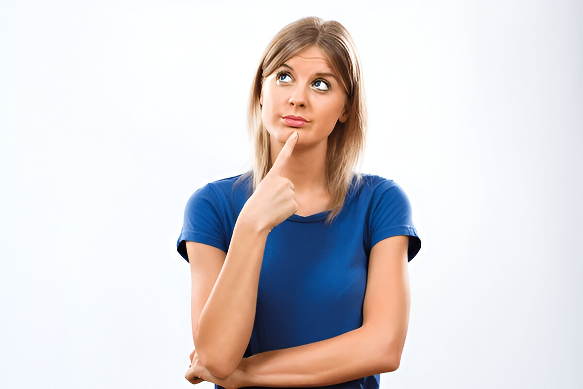 Young woman contemplating if she is a good candidate for Juvederm Ultra Plus XC procedure