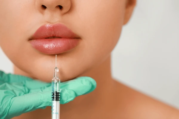 Close-up of Restylane Kysse lip injection for adding natural-looking volume, enhancing color, and improving lip hydration